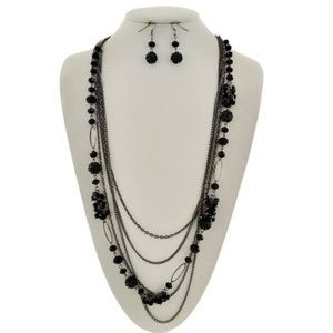 Hematite Tone Multi Strand Necklace Set